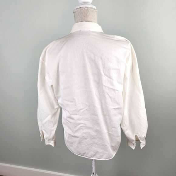 Carmichael And Jones Womes Long Sleeve Ruffle Hidden Button Top Size Small - Picture 5 of 7